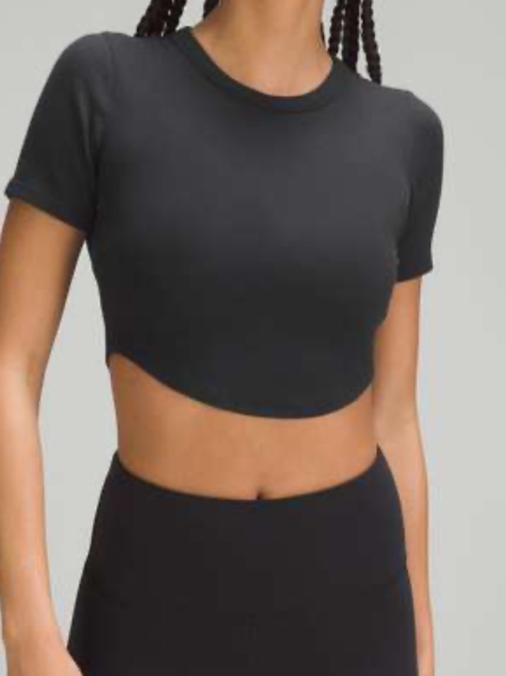 Lululemon Athletica Hold Tight Black Cropped T-Shirt Short Sleeve Top Women’s S